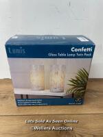 *CONFETTI TOUCH GLASS TABLE LAMPS, 2 PACK / NEW, OPENED BOX