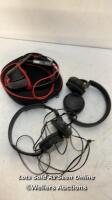 *BAG OF X3 HEADPHONES INCL. PLANTRONICS POLY MODEL C5200, JBL AND SONY / STAFF REF: A