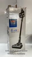 *VAX ONEPWR BLADE 4 STICK CORDLESS VACUUM / SIGNS OF USE / POWERS UP / WITH BATTERY / SEE IMAGES FOR COMPLETE CONTENTS [LOCATION: A]