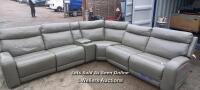 *GILMAN CREEK PAISLEY LEATHER RECLINING SECTIONAL SOFA WITH POWER HEADRESTS / SIGNS OF USE, ALL HEAD AND FOOTRESTS IN WORKING ORDER [3178]
