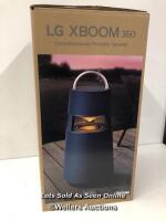 *LG XBOOM 360 WIRELESS SPEAKER / POWERS UP, CONNECTS TO BLUETOOTH, PLAYS MUSIC, SIGNS OF USE