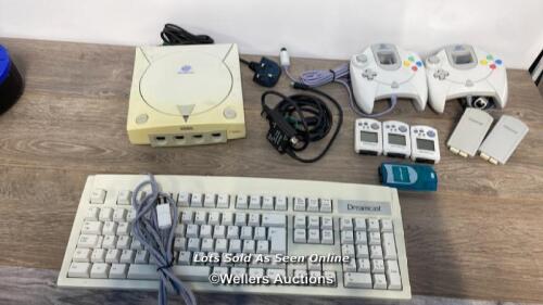 *DREAMCAST CONSOLE WITH KEYBOARD, CONTROLLERS, ACCESSORIES AND GAMES