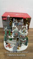 *DISNEY ANIMATED CHRISTMAS HOLIDAY HOUSE TABLE TOP ORNAMENT WITH LED LIGHTS & SOUNDS / POWERS UP / LIGHTS AND SOUND WORK