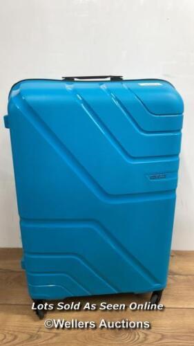 *AMERICAN TOURISTER JETDRIVER LARGE 4 WHEEL SPINNER CASE / ALL PARTS IN WORKING ORDER / MINIMAL SIGNS OF USE / SMALL ISUE WITH ZIP