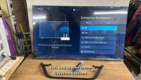 *HISENSE 50A63HTUK 50" 4K SMART TV / POWERS UP / WITH STAND / WITH REMOTE / APPEARS NEW AND UNUSED / WITH BOX / FILM STILL ATTACHED TO THE SCREEN / WITHOUT SCREWS