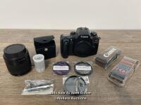 *CANON EOS ELAN 7 35MM SLR CAMERA - READY TO SHOOT - CANON EF 35-80MM LENS + MORE / STAFF REF: B