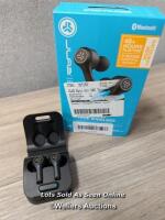 *JLAB EPIC AIR ANC EARBUDS / POWERS UP / COULDN'T SEE ON BLUETOOTH PAIRING LIST / BOXED / SIGNS OF USE / INC ALL EAR BUD ACCESSORIES