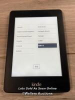 *AMAZON KINDLE PAPERWHITE / DP75SDI / POWERS UP & APPEARS FUNCTIONAL / STAFF REF: C [221-02/01]
