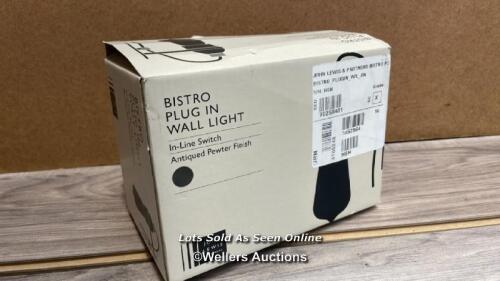 *JOHN LEWIS BISTRO PLUG-IN WALL LIGHT / ANTIQUE / SIGNS OF USE / NOT FULLY TESTED / STAFF REF:A