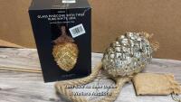 *JOHN LEWIS WINTER FAYRE 15 LED PINE CONE ROPE / SIGNS OF USE, DAMAGED / NOT FULLY TESTED / STAFF REF:A