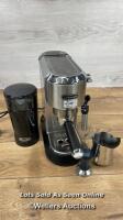 *DE'LONGHI DEDICA BARISTA SILVER PACK COFFEE MACHINE / POWERS UP, MINIMAL SIGNS OF USE
