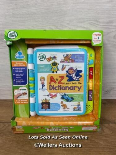 *LEAPFROG A-Z DICTIONARY / POWERS UP / APPEARS NEW DAMAGED BOX