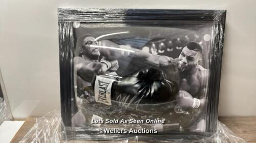 * MIKE TYSON SIGNED BLACK BOXING GLOVE PRESENTED IN A DOME FRAME / NEW / WITH COA