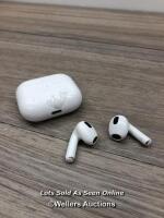 *APPLE AIRPODS 3RD GENERATION / POWERS UP, CONNECTS TO BLUETOOTH, PLAYS MUSIC, SOUND QUALITY ISSUE