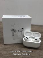 *APPLE AIRPODS PRO / WITH CHARGING POD / MWP22ZM/A / POWERS UP / CONNECTS VIA BLUETOOTH / AUDIO GOOD