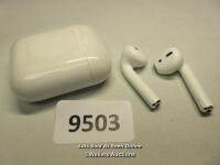 *APPLE AIRPODS / A1602 / SERIAL: H0RC8GEZLX2Y / BLUETOOTH CONNECTION TESTED & APPEARS FUNCTIONAL