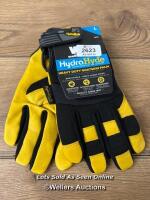 *WELLS LAMONT HYDRAHYDE LEATHER WORK GLOVES / SIZE LARGE