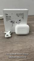 *APPLE AIRPODS PRO WITH MAGSAFE CHARGING CASE MLWK32M/A / POWERS UP, CONNECTS TO BLUETOOTH, PLAYS MUSIC / MINIMAL SIGNS OF USE