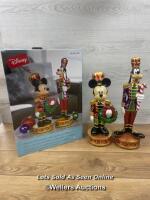 *15" DISNEY MICKEY & GOOFY NUTCRACKERS SET WITH LED LIGHTS & SOUNDS / MINIMAL SIGNS OF USE/MIKEY HAS DAMAGED HEAD