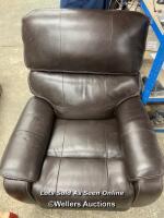 *BARCALOUNGER BENNETT BROWN LEATHER POWER GLIDER RECLINER WITH POWER HEADREST - RRP: £649.99 / POWERS UP ON VERY GOOD CONDITION/FUNCTIONAL
