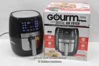 *GOURMIA 5.7L DIGITAL AIR FRYER WITH 12 ONE TOUCH COOKING FUNCTIONS / UNUSED / POWERS UP, NOT FULLY TESTED FOR FUNCTIONALITY [2969]