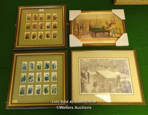 4X FRAMED AND GLAZED SNOOKER RELATED PRINTS [THIS LOT WILL NEED COLLECTING FROM THE ACADEMY BILLIARD COMPANY IN WEST BYFLEET, THE FULL ADDRESS WILL BE GIVEN OUT POST SALE]