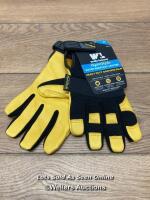 *WELLS LAMONT HYDRAHYDE LEATHER WORK GLOVES / M