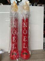 *BLOW MOLD NOEL FROSTED TOPS CHRISTMAS CANDLES UNION PRODUCTS 39" NEW STOCK PAIR