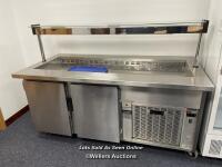 MOFFAT MRF18 REFRIGERATED 2X DOOR COMMERCIAL SERVING UNIT, APPROX. 132CM (H) X 180.5CM (W) X 890CM (D), RECENTLY PASSED PAT TEST / THIS ITEM IS LOCATED IN GU2 (FULL ADDRESS WILL BE GIVEN TO SUCCESSFUL PURCHASER, BUYER MUST SUPPLY OWN LABOUR, TRANSPORT AND
