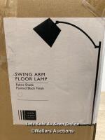 *JOHN LEWIS SWING ARM FLOOR LAMP, BLACK / UNTESTED, APPEARS IN GOOD CONDITION