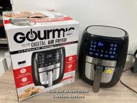 *GOURMIA 5.7L DIGITAL AIR FRYER WITH 12 ONE TOUCH COOKING FUNCTIONS / POWERS UP / SIGNS OF USE