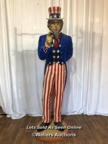 *UNCLE SAM, 255CM (H) X 80CM (W) X 100CM (D), WITH REMOVABLE ARM / ITEM LOCATION: BRISTOL (BS35), FULL ADDRESS WILL BE GIVEN TO WINNING BIDDER