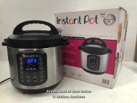 *INSTANT POT DUO 9-IN-1 MULTI COOKER / USED / POWERS UP, NOT FULLY TESTED FOR FUNCTIONALITY [2993]