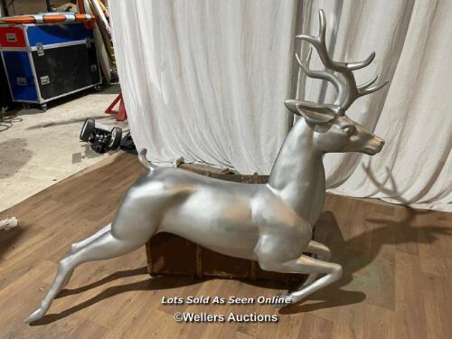 *SILVER COLORED FLYING REINDEER, MAY NEED SOME RESTORATION, 140CM (H) X 170CM (L) X 65CM (W) / ITEM LOCATION: BRISTOL (BS35), FULL ADDRESS WILL BE GIVEN TO WINNING BIDDER