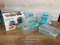 *SISTEMA KLIP IT PLUS FOOD STORAGE SET / NEW WITH ONE DAMAGED CONTAINER