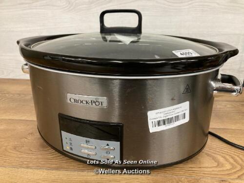 *CROCKPOT 7.5L DIGITAL SLOW COOKER CSC063 / MINIMAL IF ANY SIGNS OF USE, POWERS UP NOT FULLY TESTED