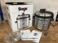 *SAGE THE FAST SLOW GO MULTICOOKER / BRUSHED STAINLESS STEEL / SPR680BSS2GUK1 / APPEARS NEW, OPENED BOX