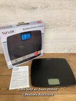 *TAYLOR BATH SCALES SILVER / SIGNS OF USE, POWERS UP NOT FULLY TESTED