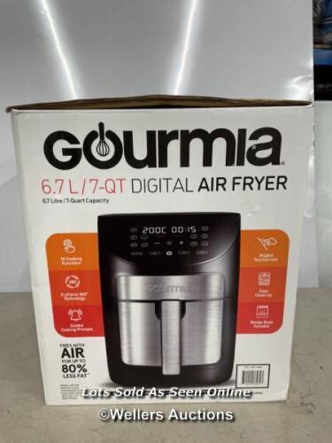 *GOURMIA 6.7L DIGITIAL AIR FRYER / SIGNS OF USE, POWERS UP, NOT FULLY TESTED