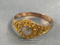 *ANTIQUE 9CT 9K GOLD CHARLES HORNER MOTHER OF PEARL SCROLL ETRUSCAN RING O 1/2
