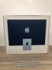 *APPLE IMAC 2021 / APPLE M1 CHIP / 7-CORE GPU / 8GB RAM / 256GB SSD / 24 INCH / BLUE / MJV93B/A / POWERS UP, SYSTEM ISSUE - UNABLE TO VERIFY MACINTOSH STARTUP DISK, SCREEN KEYBOARD MOUSE AND MAIN UNIT IN VERY GOOD CONDITION, WITH BOX, SERIAL NO: C02J437T1 - 2