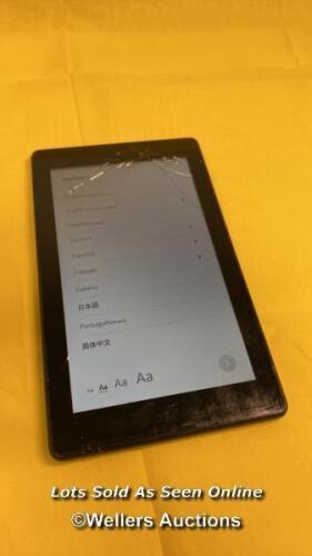 *AMAZON FIRE 7 / 9TH GEN (2019) / M8S26G / SCREEN DAMAGED / POWERS UP & APPEARS FUNCTIONAL