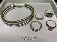 *X4 SILVER RINGS AND X1 SILVER BRACELET