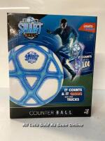 *SMART BALL SBCB1B FOOTBALL GIFT FOR BOYS GIRLS AGE 3,4,5,6,7,8,9,10,12+ YEARS OLD KICK UP COUNTING POWER BALL WITH GLOW LIGHTS AND SOUNDS TRAINING KIDS, WHITE & BLUE [2996]