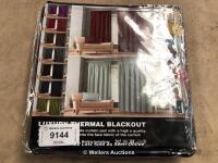*THERMAL BLACK OUT CURTAINS NAVY 66"54" / APPEARS TO BE NEW - OPEN BOX / ALL ITEMS HAVE STOCK IMAGES WITH ACTUALS AS THE 2ND IMAGE. COLLECTED AND BOOKED FOR HOMESTEAD FARM.