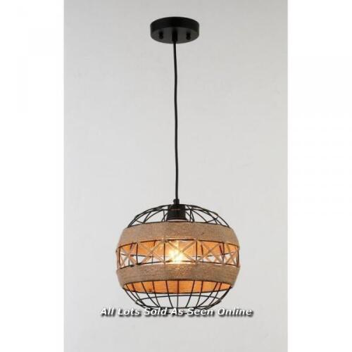 *LONGSHORE TIDES RETRO MODERN VINTAGE 3 HEAD CEILING PENDANT LIGHT INDUSTRIAL HEMP CHANDELIER / APPEARS TO BE NEW - OPEN BOX / ALL ITEMS HAVE STOCK IMAGES WITH ACTUALS AS THE 2ND IMAGE. COLLECTED AND BOOKED FOR HOMESTEAD FARM. [2994]