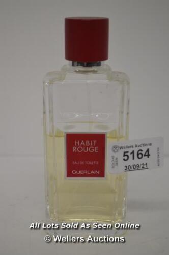 *PART USED GUERLAIN HABIT ROUGE, EDT, 100ML / FULL TO THE TOP OF THE LOT NUMBER STICKER