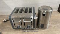 *DUALIT 4 SLICE TOASTER AND KETTLE SET / SILVER / MINIMAL IF ANY SIGNS OF USE / BOTH POWER UP / A47