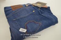 SHARKAH CHAKRA JEANS WITH 9CT GOLD RIVET / ORIGINAL RRP £195 - SIZE 34 / NEW WITH TAGS