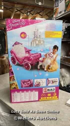 *GIRLS 6V DISNEY PRINCESS ROYAL HORSE AND CARRIAGE ELECTRIC RIDE-ON SAFETY RIDE / NEW / C11